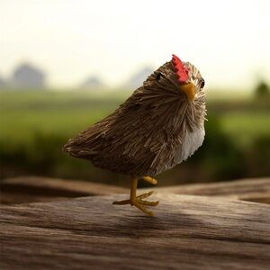 Unique Standing Bird Figurine for Christmas and Holiday Décor Brown and Red set3